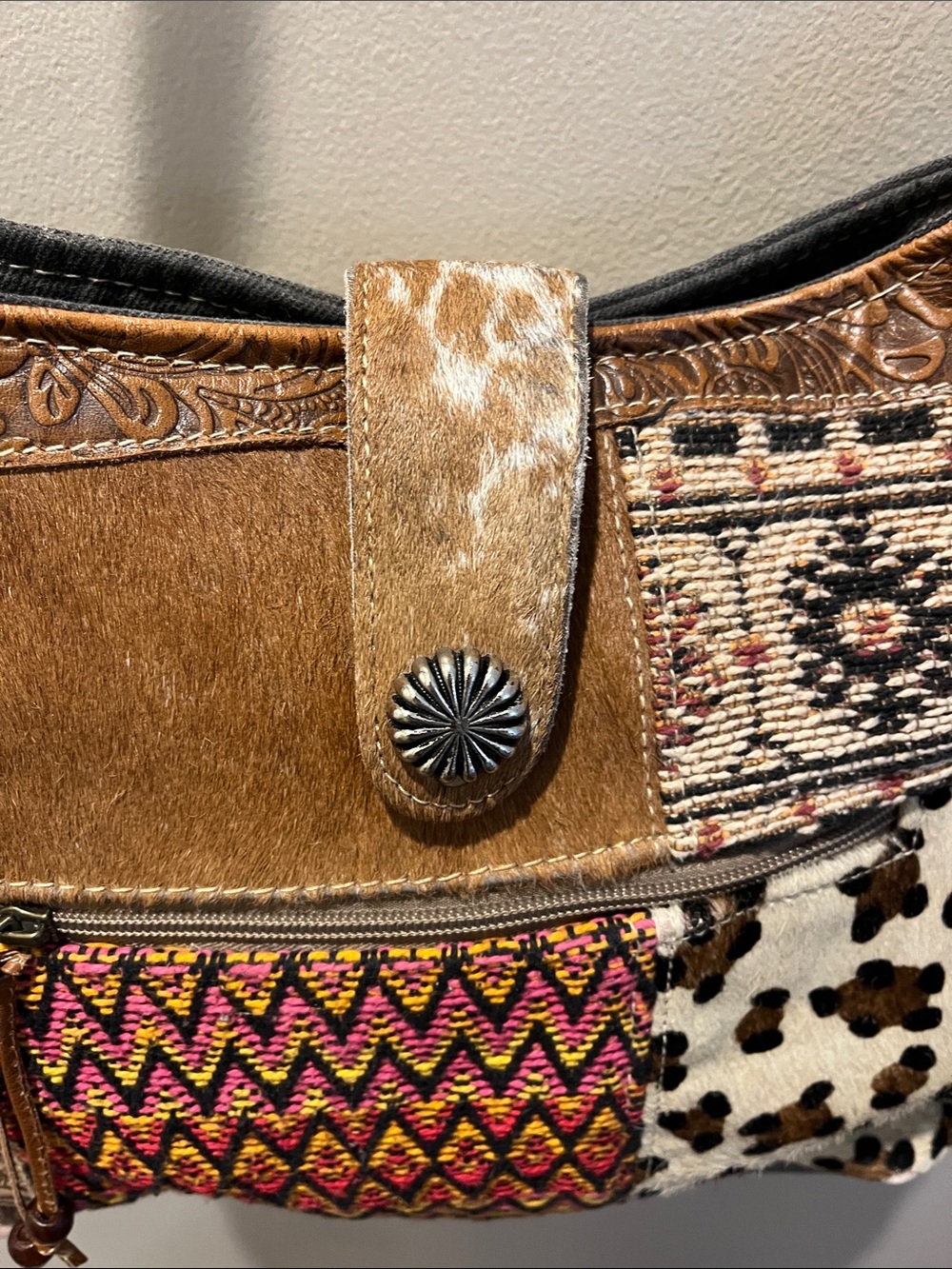 New! Women’s MYRA Patchwork Brown Crossbody Bag - Stylish Everyday Shoulder Bag